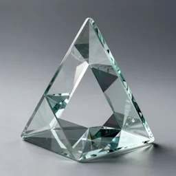 An Impossible triangle, Penrose, impossible tribar made out of clear glass. Beautiful reflections. 4K HD Wallpaper. Premium Prints Available