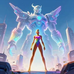 futuristic concept art rainbow illustrated visionary kali superhero's, mega gigantic holographic weaponry, mystic colossal towering over the future city, bladerunner 2 0 4 9, complex alien armor, oracle witch, robotic cnc surgical arms and cybernetic symbiosis, machine ai singularity, infinity eyes, hybrid machine, serpitine laboratory, art by artgerm and chris dyer, ben ridgeway, alex grey, global illumination, octane render, ancient architectural, f 3 2,