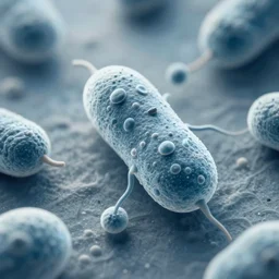 electron microscope photograph of a bacteria