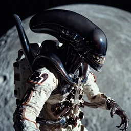 moon landing, xenomorph, xenomorph, apollo 1 1, the movie alien, high definition, grainy footage, close up
