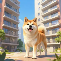 crazy akita inu apartments, extremely detailed, sharp focus, wide view, full body shot, smooth, digital illustration, by james jean, by rossdraws, frank franzzeta, mcbess, sakimichan