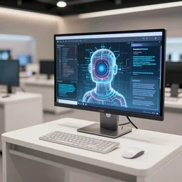 futuristic computer that has an ai generated consciousness module that allows you to make a conscious being from your input, product display ces e 3, photograph 2 0 0 8