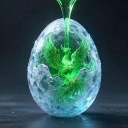 magic frozen ice phoenix egg, deadly green potion flowing from the top, peter mohrbacher style, ray tracing, cinematic, digital art, realistic, octane render