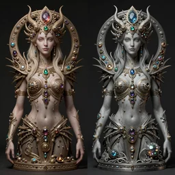 stereoscopic pair, beautiful gemini good and evil fantasy character portrait, ultra realistic, wide angle, intricate details, the fifth element artifacts, highly detailed by peter mohrbacher, hajime sorayama, wayne barlowe, boris vallejo, aaron horkey, gaston bussiere, craig mullins