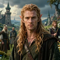 michael c hall as a faery in a fantasy land, medieval, colorful, close up, by jakub rozalski, jan matejko, and j. dickenson