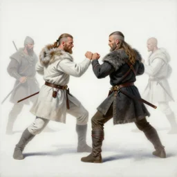 clack and white oil painting of a viking fighting by greg tocchini, by roberto ferri, by thomas blackshear, by jeremi lipking, dark particles, brush strokes, white background, realistic faces, elegant, cinematic light, sharp focus, illustration, harmony, dynamic composition, masterpiece, pen,