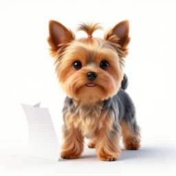 yorkshire terrier in white paper, 3 d render, ultra - detailed, on white background, studio shot
