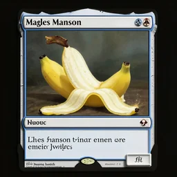 magic the gathering card depicting charles manson slipping on a banana peel