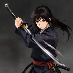 unsheathing her katana
