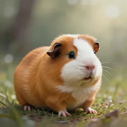 guinea pig. gouache fairytale art, russian romanticism, muted palette, backlighting, depth of field, bokeh.