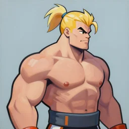 greg manchess portrait of thick muscular weightlifter zarya from overwatch with ponytail and blonde hair, medium shot, asymmetrical, profile picture, organic painting, sunny day, matte painting, bold shapes, hard edges, street art, trending on artstation, by huang guangjian and gil elvgren and sachin teng
