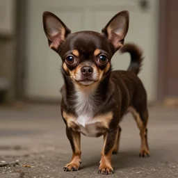 a dark brown chihuahua, hyper detailed, in the style of junji ito