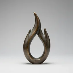 minimalist bronze sculpture of a flame