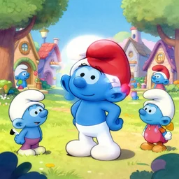 the smurf village, artwork by disney