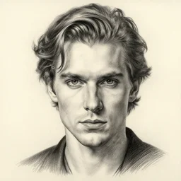 pencil drawing of beautiful russian man, hyper realistic face, in the style of greg rutkowski, fantasy, amazing detail, epic, elegant, smooth, sharp focus, from the front