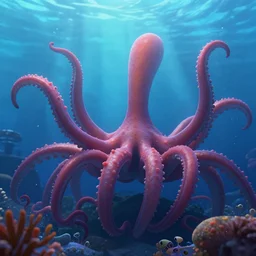 “an underwater swarm of tentacles by Pixar, ray tracing, 8k”