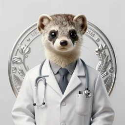 front shot of a weasel doctor, intricate, elegant, highly detailed, centered, concept art, smooth sharp focus, artgerm, Tomasz allen Kopera, Peter Mohrbacher