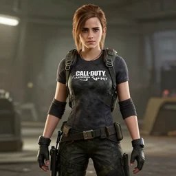 teen emma watson in call of duty world modern warfare, ps 4, video game still