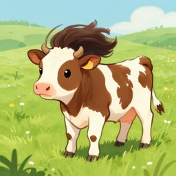 beautiful concept art of a cute calf having the zoomies on a meadow by greg rutkowski