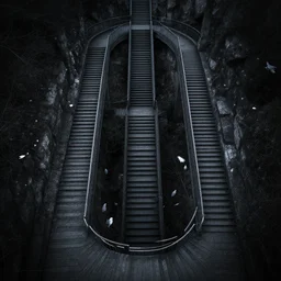 endless stairway to nowhere, dark, unsettling, birds eye view