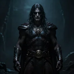 He-Man doppelganger with a dark manner, atmospheric, dark and mysterious, shadowy and eerie character, ominous, cinematic, Epic, 4k, ultra detailed, ultra realistic, rendered by Marcus Whinney