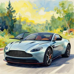 an aston martin car drawn in a picasso style