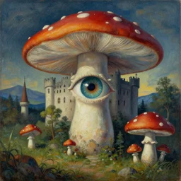 paint surrealist 👁🏰🍄,