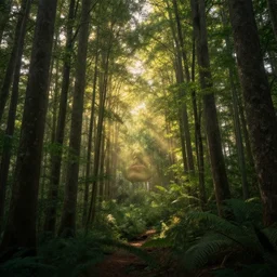 stunning forest landscape looks like a hidden face dreamy surrealism, masterpiece, golden mean, award winning