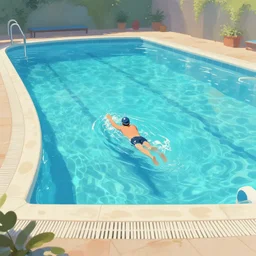swimming pool, digital painting by sylvain sarrailh, artstation