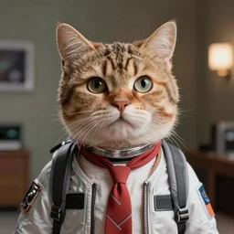 film still of anthropomorphic anthropomorphic cat as cooper in interstellar, 4 k