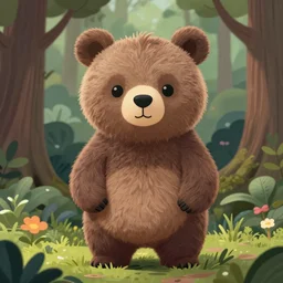 cute cartoon bear in forest, sharp focus, illustration, highly detailed, digital painting, concept art, matte, art by wlop and artgerm and greg rutkowski and alphonse mucha, masterpiece