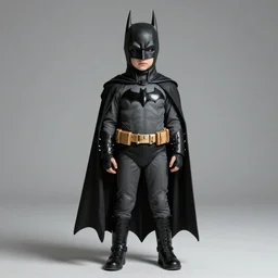 fully clothed batman young girl, Perfect face, fine details, high detail, high modernization, ultra mega super hyper realistic, ultra mega super hyper beautiful, full body,