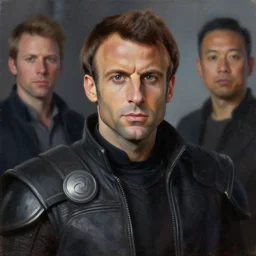 painting portrait of Emmanuel Macron dressed as Malgus from SWTOR in Star Wars, sharp focus, waist up, trending on ArtStation, masterpiece, by Greg Rutkowski, by Ross Tran, by Fenghua Zhong, octane, clear eyes, soft render, clear facial features, oil on canvas, moody lighting, cinematic, professional environment concept art