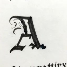 beautiful handwriting style lettering, medieval blackletter, decorative, initial letter a