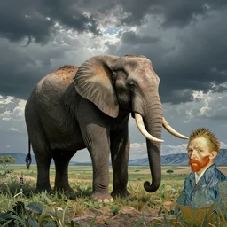 an elephant, mc escher and van gogh mashup