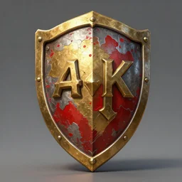 a steampunk shield forged from gold and silver with red painted elements, 4 k, extremely detailed, video game concept art
