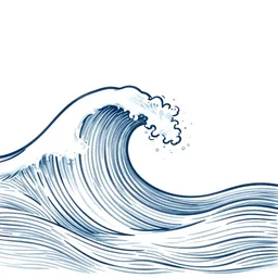 ocean wave, minimalist line drawing
