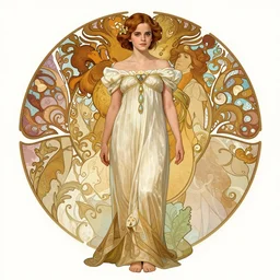 Emma Watson as Driada, full body shot, cute, fantasy, intricate, elegant, highly detailed, digital painting, 4k, HDR, concept art, smooth, sharp focus, illustration, art by alphonse mucha,artgerm, H R Giger
