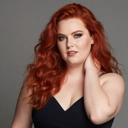 Professional photography of a beautiful plus-size redhead model, portrait