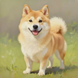 painting of cute dog, full stature, in style of hajime isayama, photorealistic