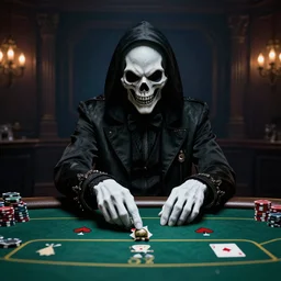 mysteriues grimreaper, death, playing poker