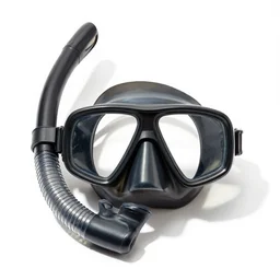 handcrafted snorkel and mask, professional product shot, isolated on a pure white background, centered, entire object in frame, sharp focus, soft studio lighting
