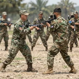photograph of ants in usa military uniform fighting battles. documentary footage.