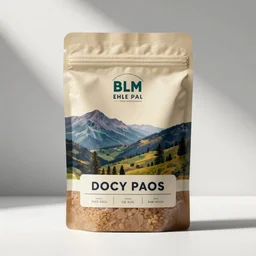 a package of blm food, product photo,