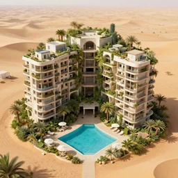 hyper detailed ultra sharp rendering of brutalism conceptual building in the desert, biophilia mood, pool, garden, highly detailed, cinematic, photorealistic,
