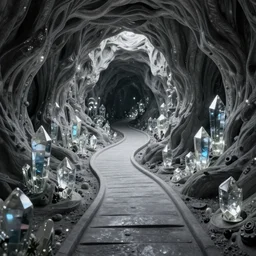 an epic elite masterpiece mysterious sci - fi matte painting of a winding path through underground cave dream worlds with surreal crystal structures inspired by heironymous bosch's garden of earthly delights, vast surreal cave landscapes by asher durand and cyril rolando and natalie shau, insanely detailed and intricate, elegant, subterranean sprawling galaxy, vivid and vibrant