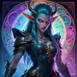 cyberpunk angry gorgeous druid,  neon, fibonacci, sweat drops, insane, intricate, highly detailed, digital painting, artstation, concept art, smooth, sharp focus, illustration, Unreal Engine 5, 8K, art by artgerm and greg rutkowski and alphonse mucha