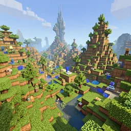 a futuristic village in minecraft, trending on artstation, digital art
