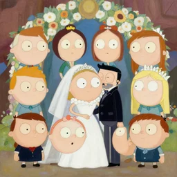 beautiful painting, wedding, by gravity falls, by alex hirsch, cartoon, coherent symmetrical faces