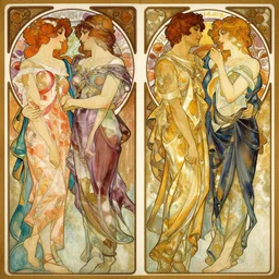 lovers, reflexions, verry high details, colorfull, by william turner art, by greg rutkowski, by alphonse mucha, by james jean, by rossdraws, by frank franzzeta, by sakimichan, trending on artstation, very very detailed, masterpiece,
